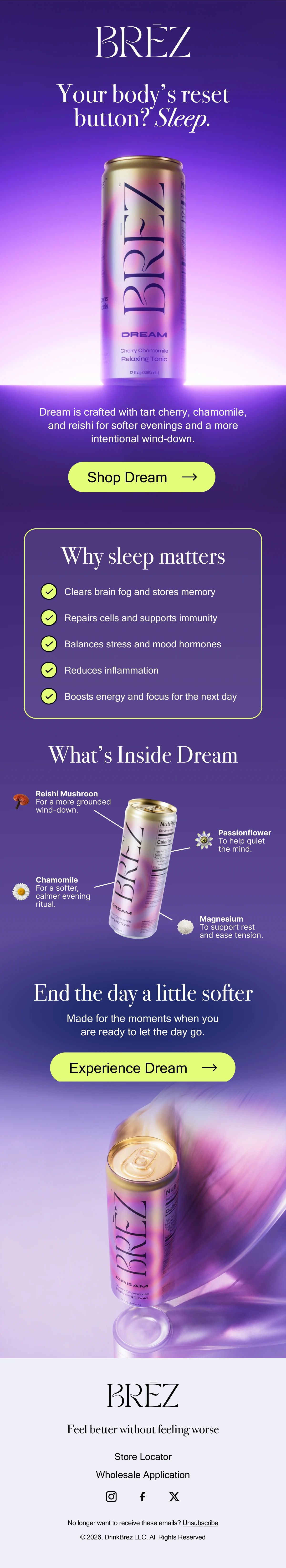 Brez sleep email design