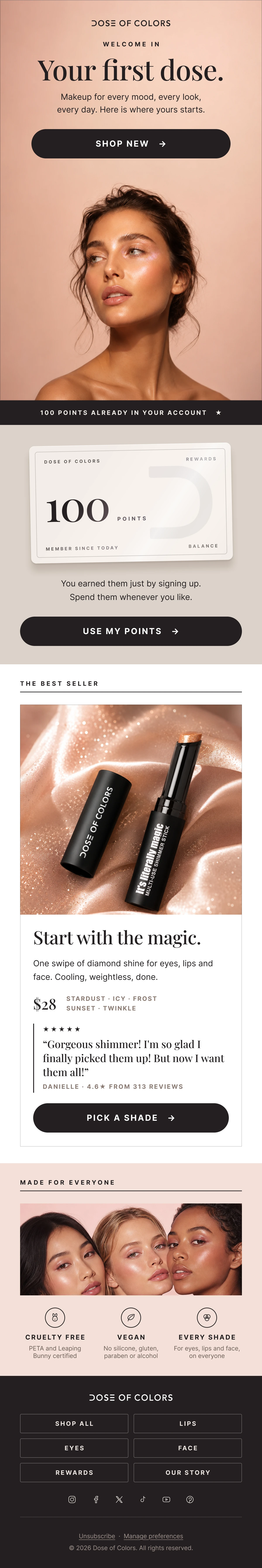 Dose of Colors welcome email design