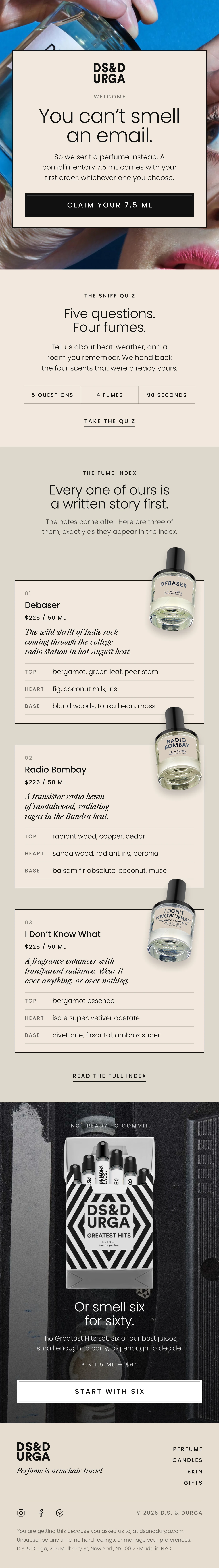 D.S. & Durga welcome email design